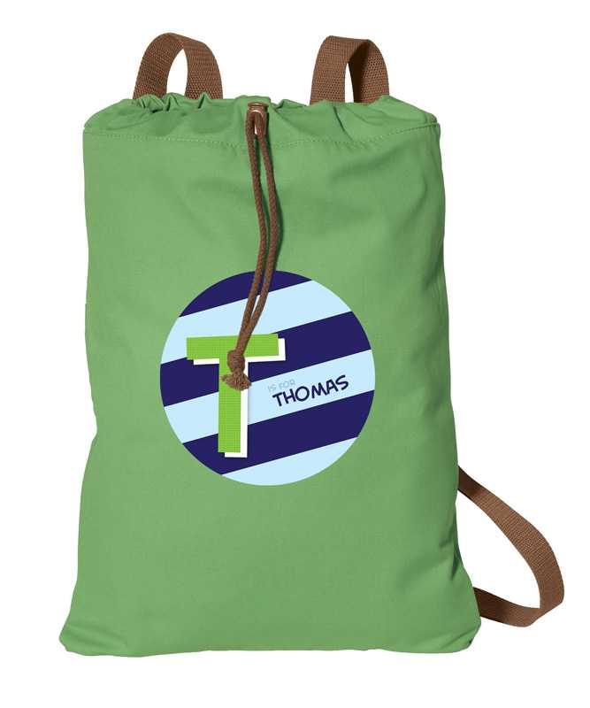 Brilliant Initial Blue Drawstring Backpack