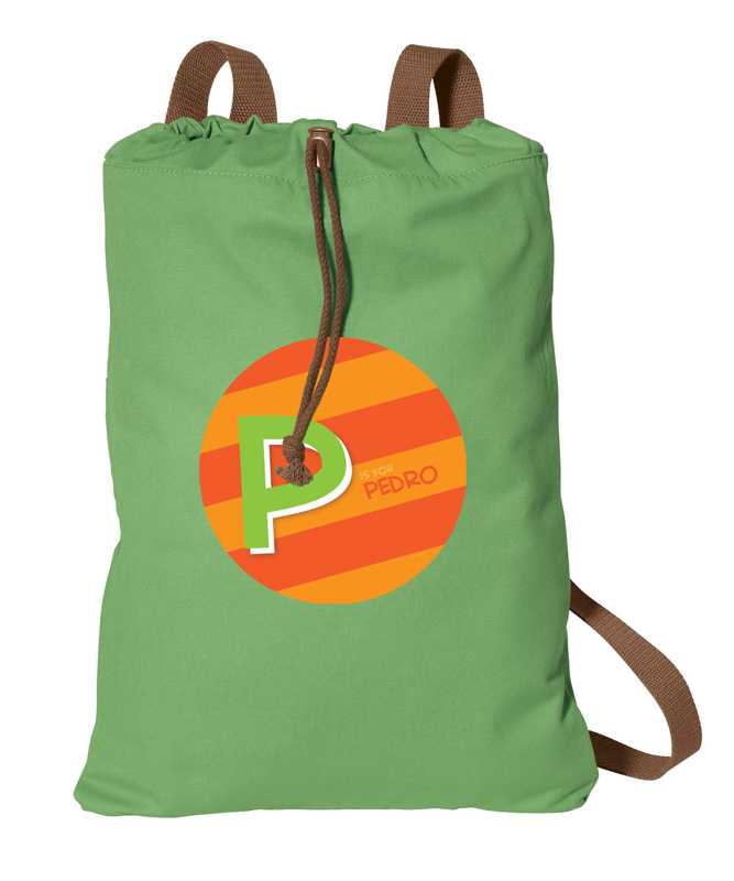 Brilliant Initial Orange Drawstring Backpack