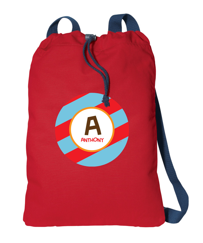 Fun Initials Red Drawstring Backpack
