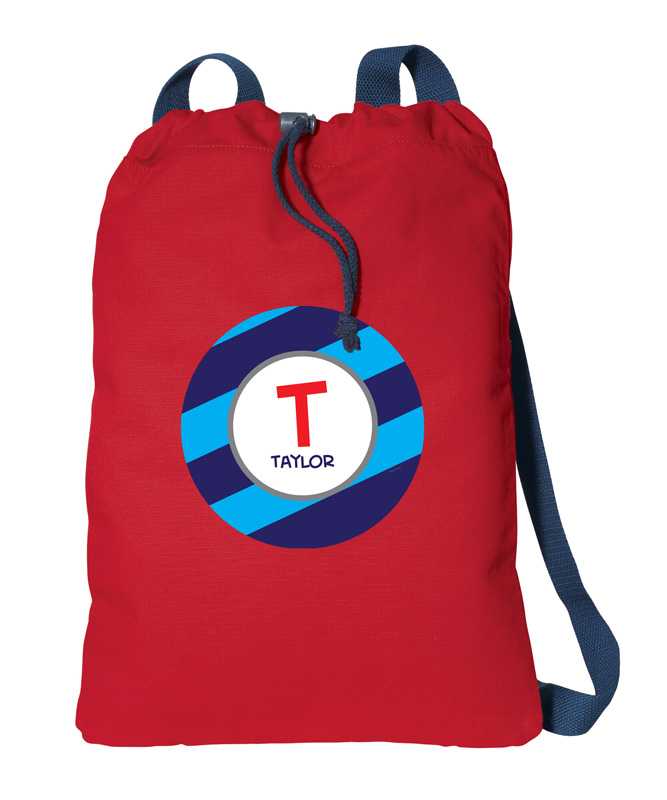 Fun Initials Blue Drawstring Backpack