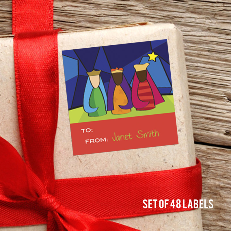 Modern Three Kings Square Gift Label Set