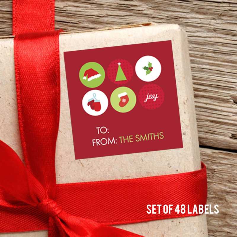 Christmas Symbols Square Gift Label Set