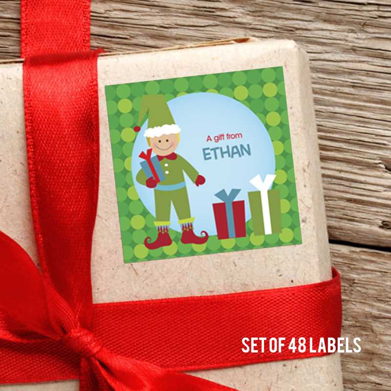 Cute Elf-Boy-Blonde Square Gift Label Set