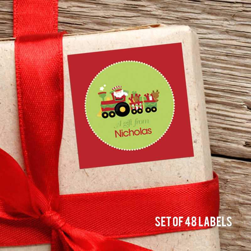 My Cute Xmas Train Square Gift Label Set