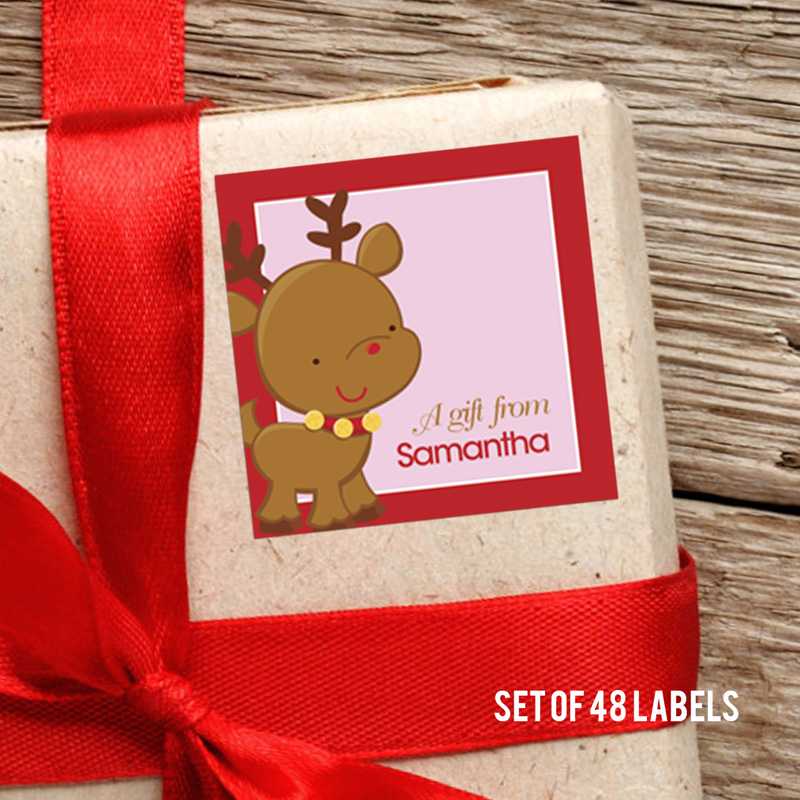 Sweet Baby Pink Deer Square Gift Label Set