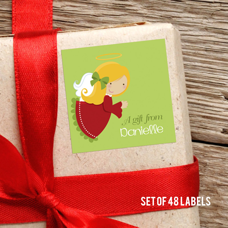 Sweet Blonde Angel Square Gift Label Set