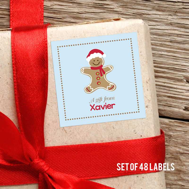 Xmas Cookie For Me-Blue Square Gift Label Set