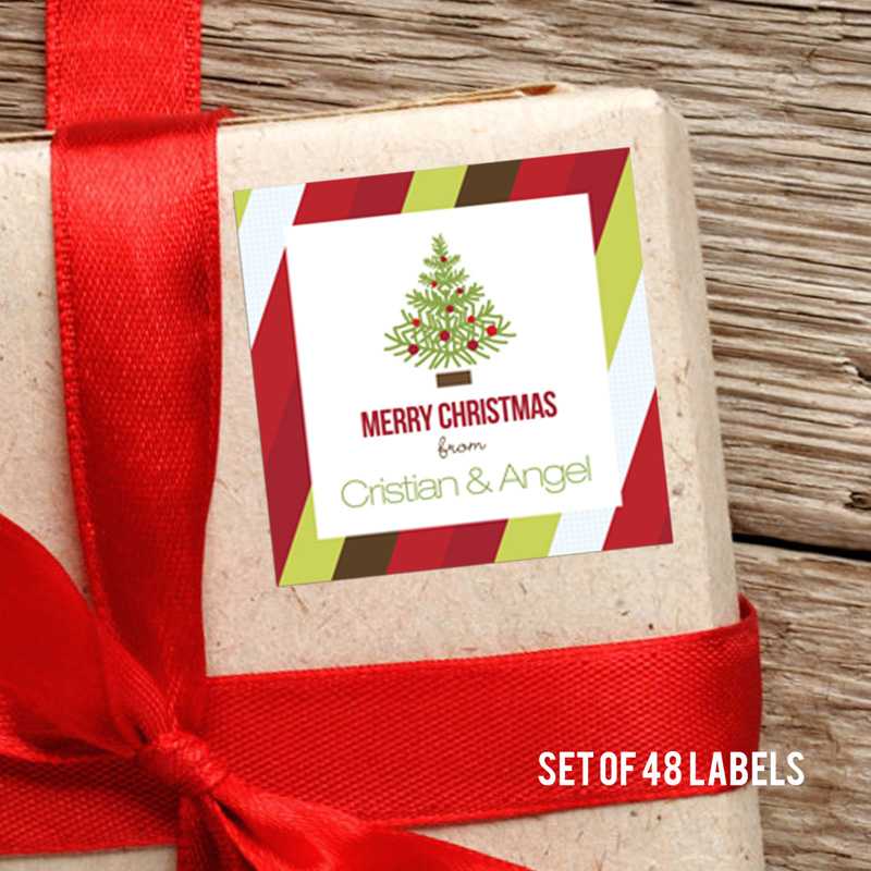 Modern Xmas Holiday Square Gift Label Set