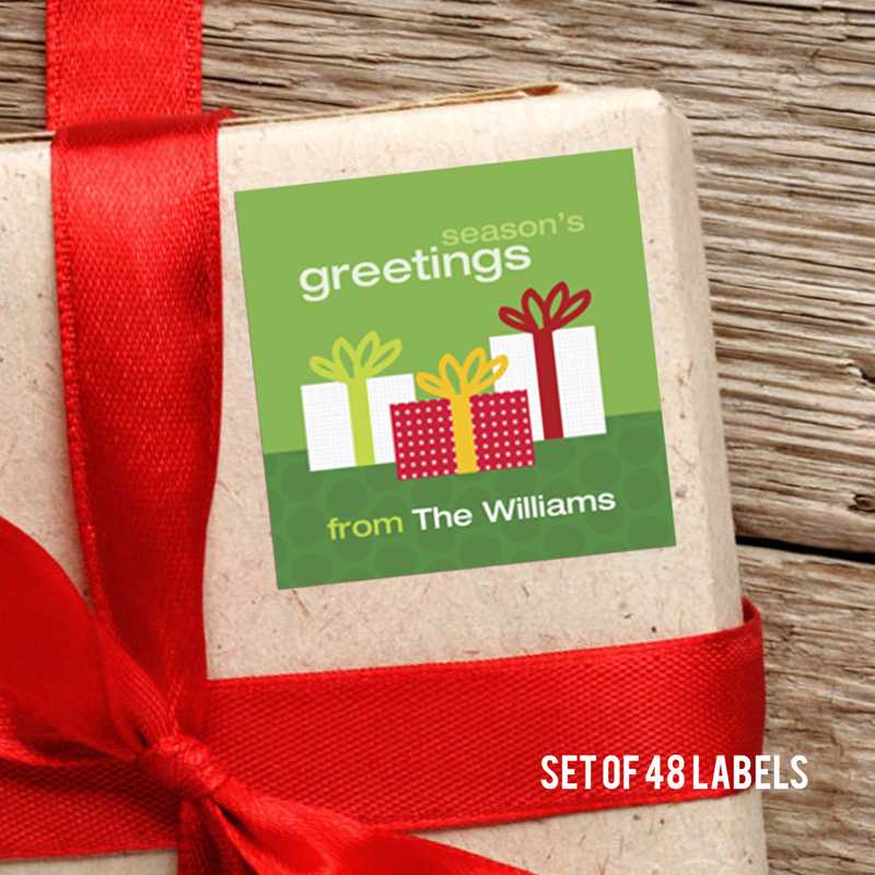 Three Xmas Boxes Square Gift Label Set