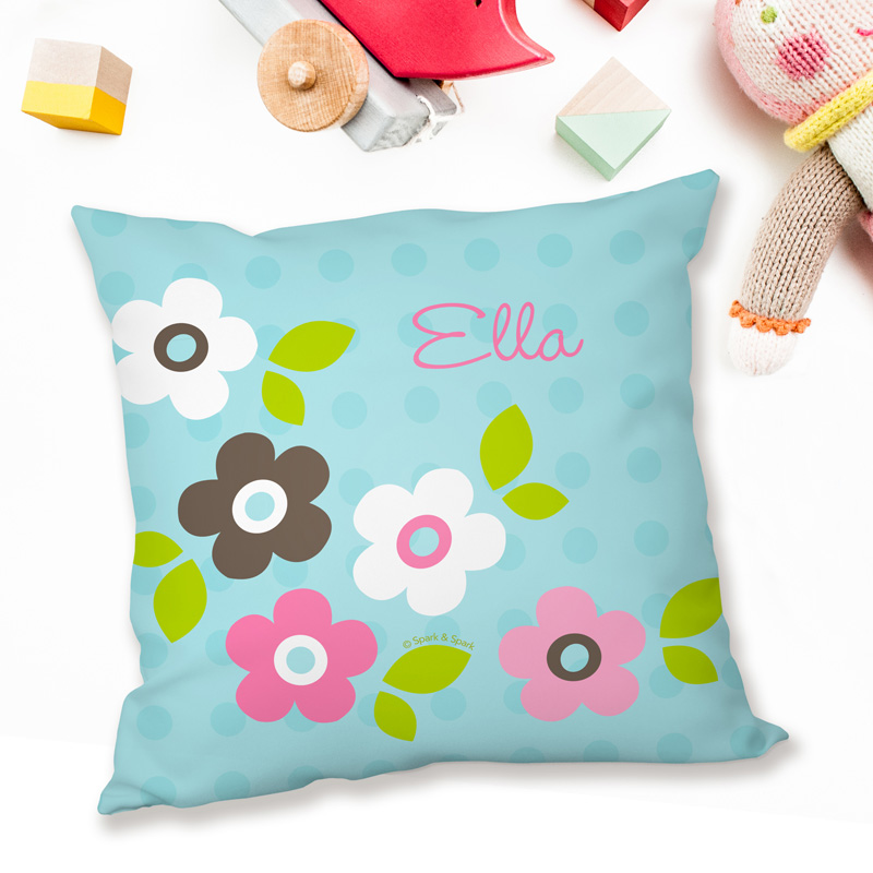 Preppy Flowers Blue Pillows