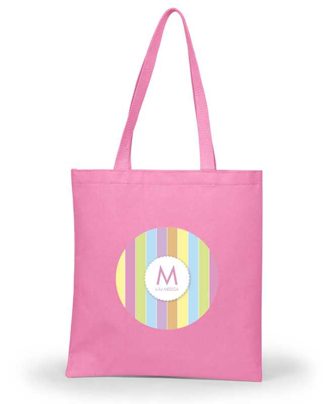 Pastels Initial Pink Tote Bag