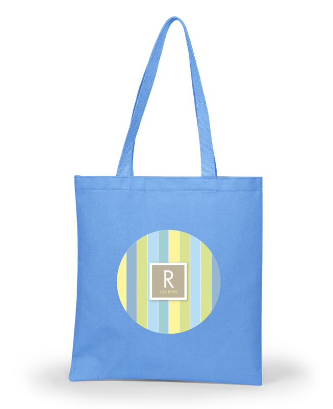 Pastels Initial Blue Tote Bag