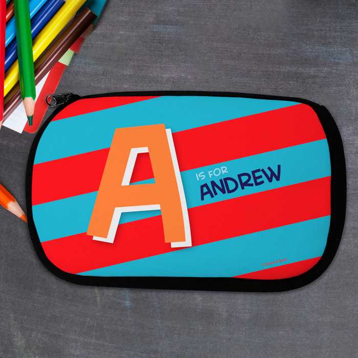Brilliant initial Red Pencil Case