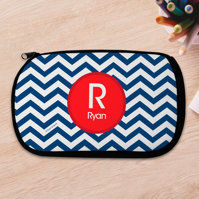 Chevron Navy And Red Pencil Case