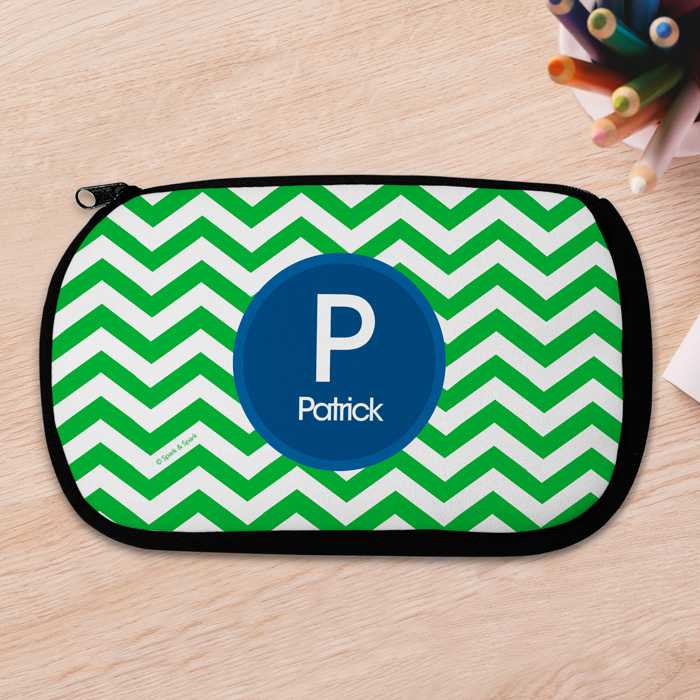 Chevron Green And Blue Pencil Case