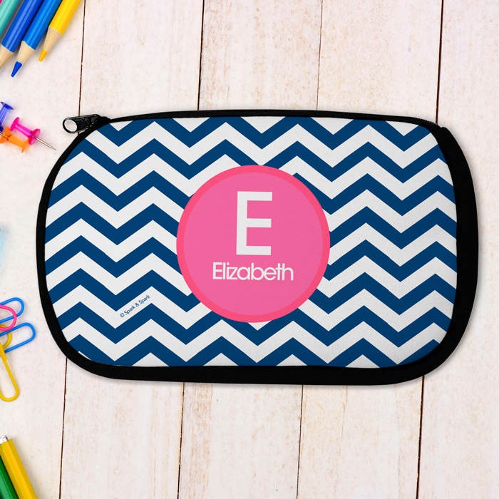 Chevron Blue and Pink Pencil Case