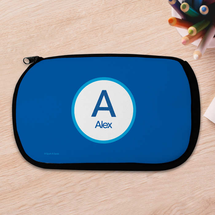 A Linen Blue Letter Pencil Case