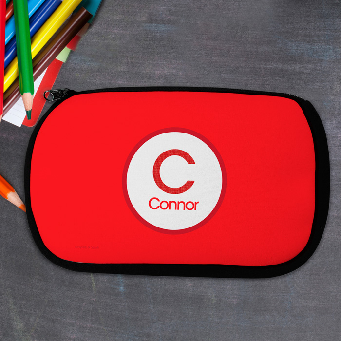 A Linen Red Letter Pencil Case