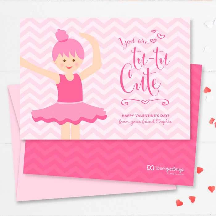 Sweet Ballerina Kids Valentines Cards