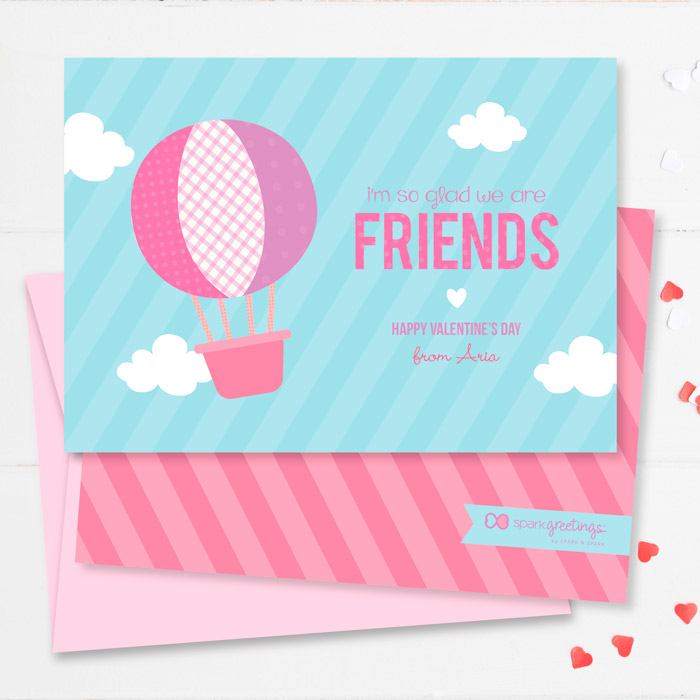 Balloon In The Sky Kids Valentines Cards