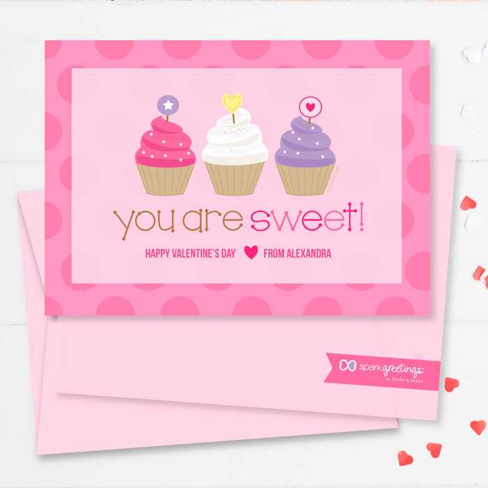 Three Sweet Cupcakes Kids Valentines Cards