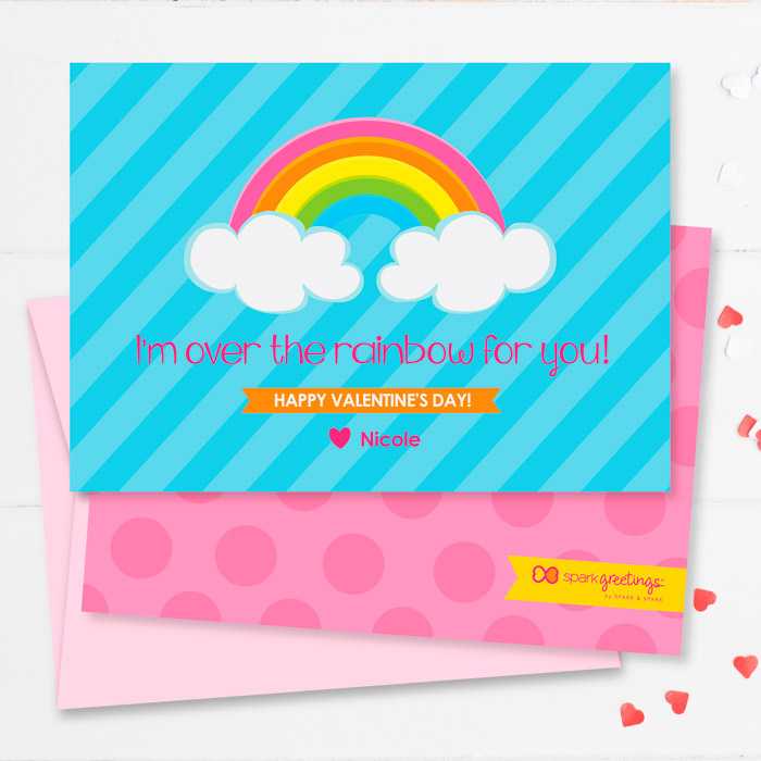 Colorful Rainbow Kids Valentines Cards
