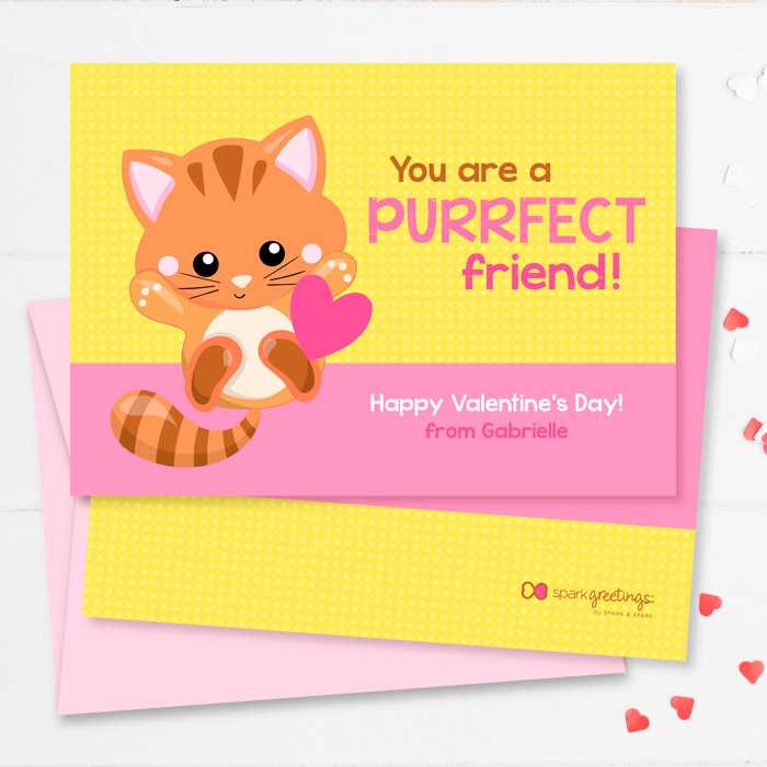 Cute Little Kitten Kids Valentines Cards