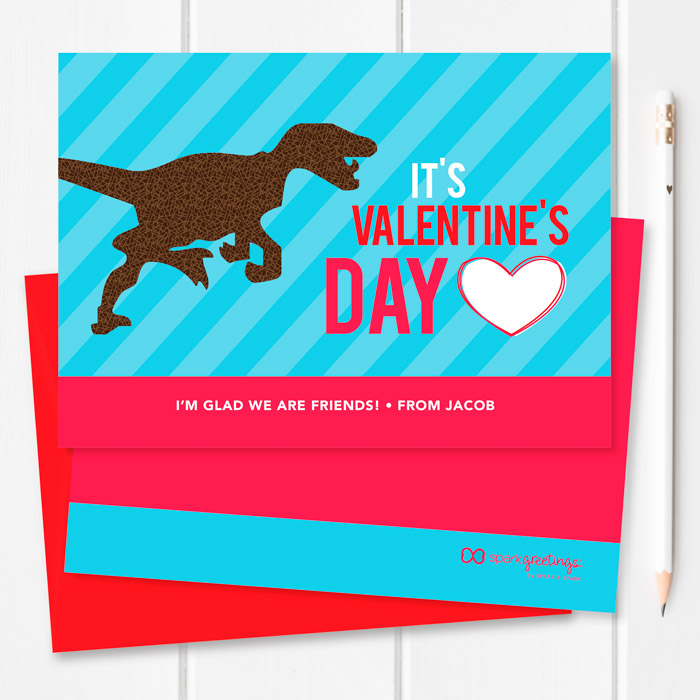 Dino Love Kids Valentines Cards
