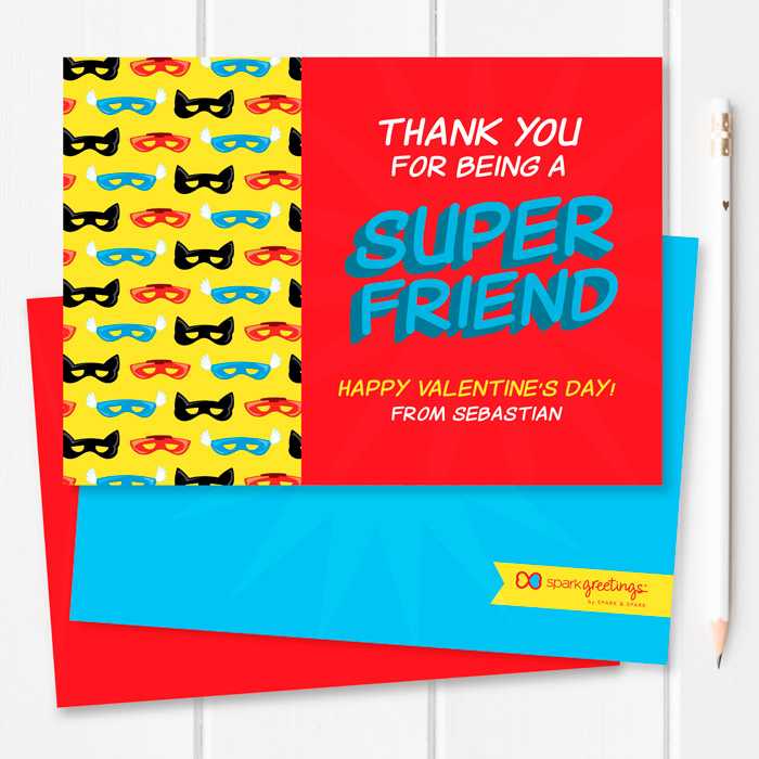Super Hero Masks Kids Valentines Cards