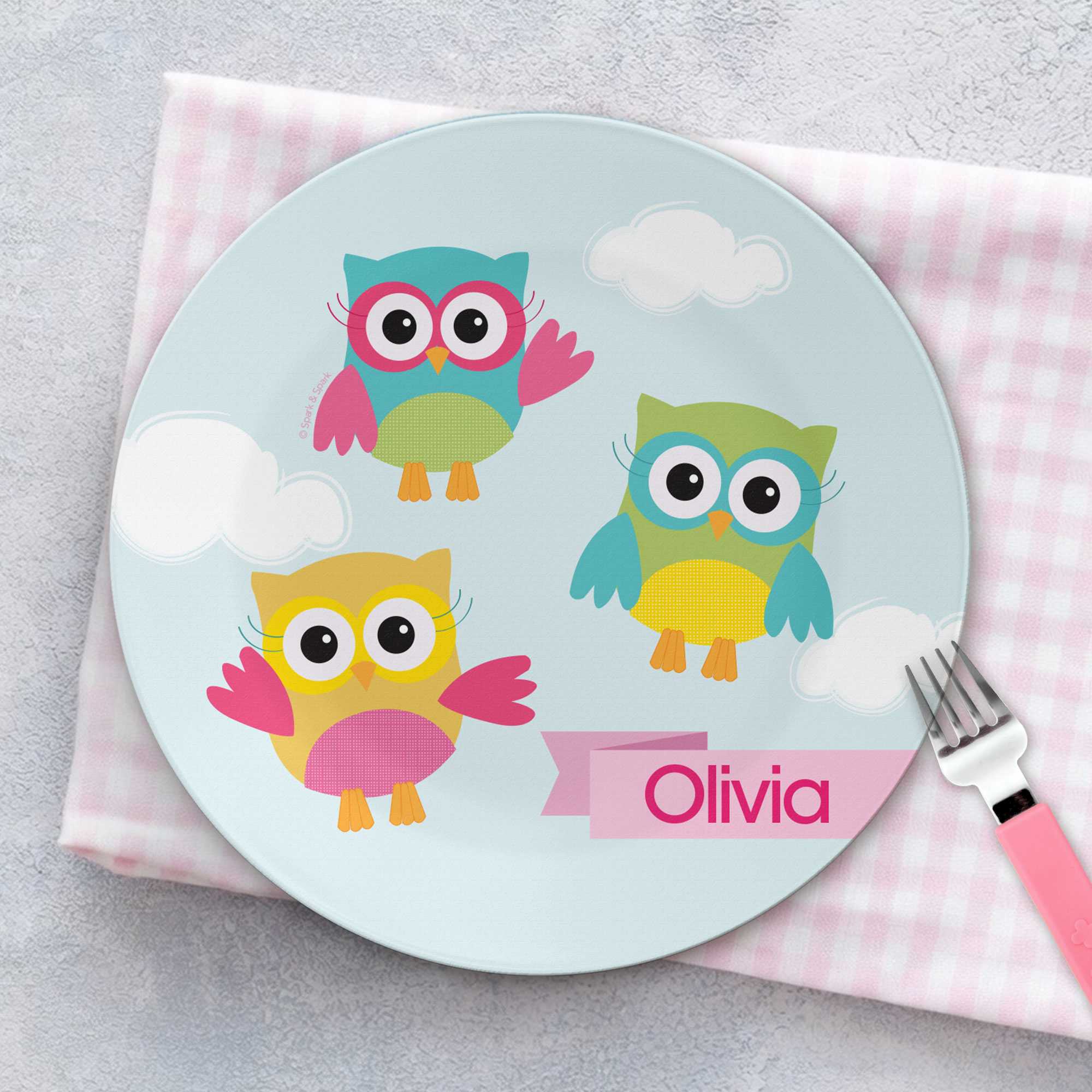 Three Owls Custom Plate for Girls