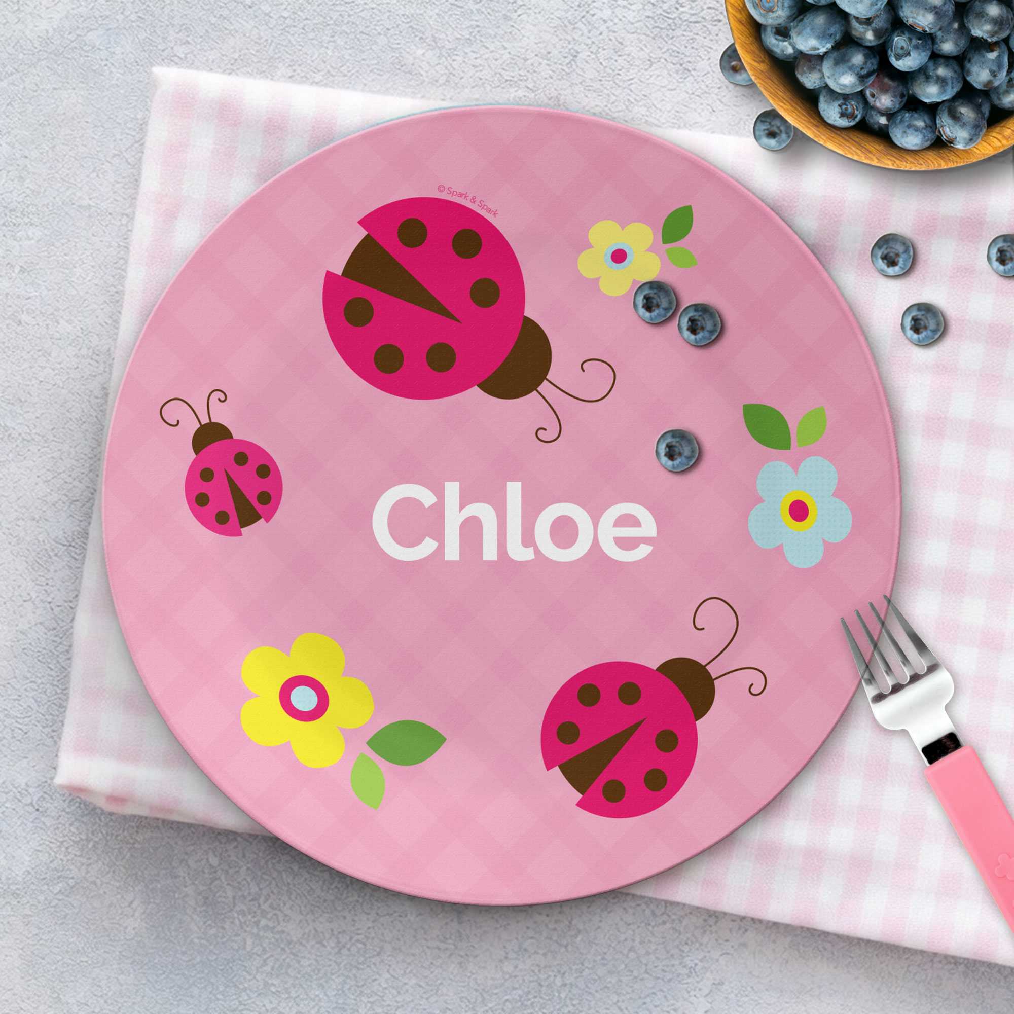 Three Lady Bugs Custom Plate for Girls