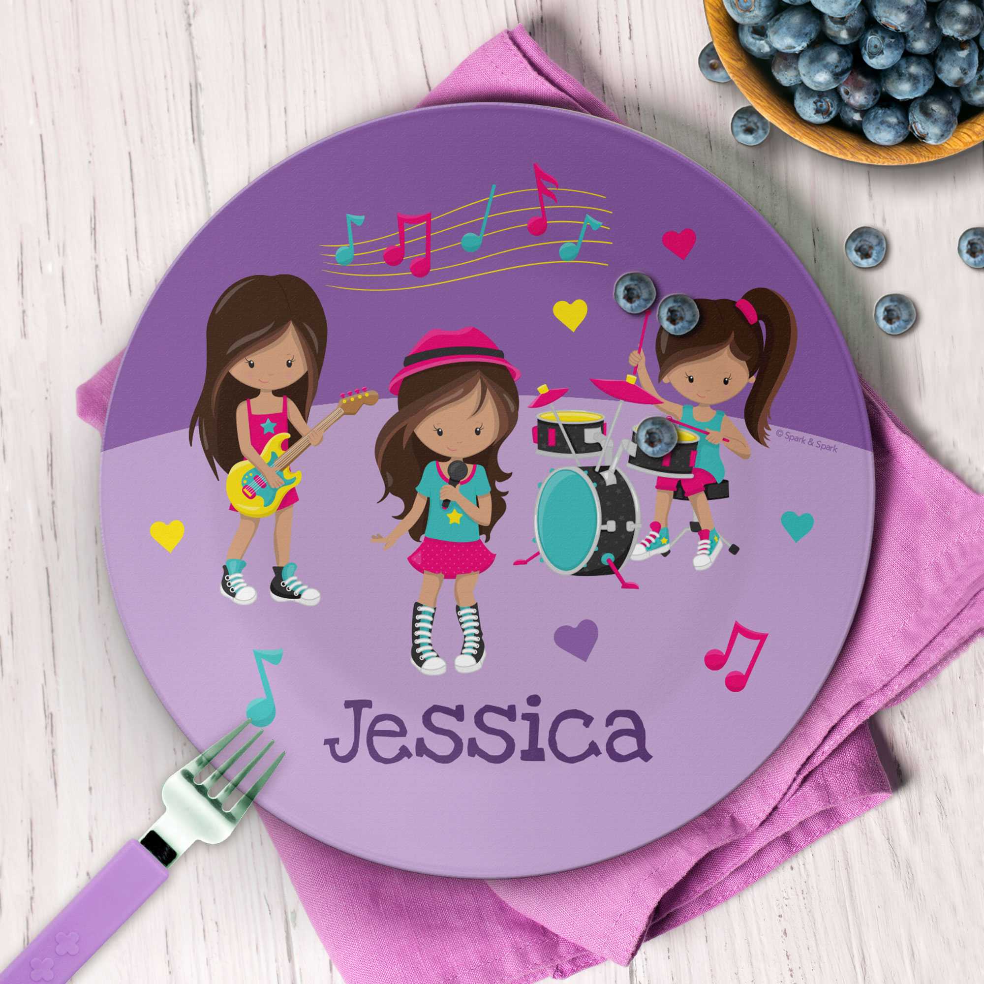 Rock And Roll Band Custom Plate for Girls