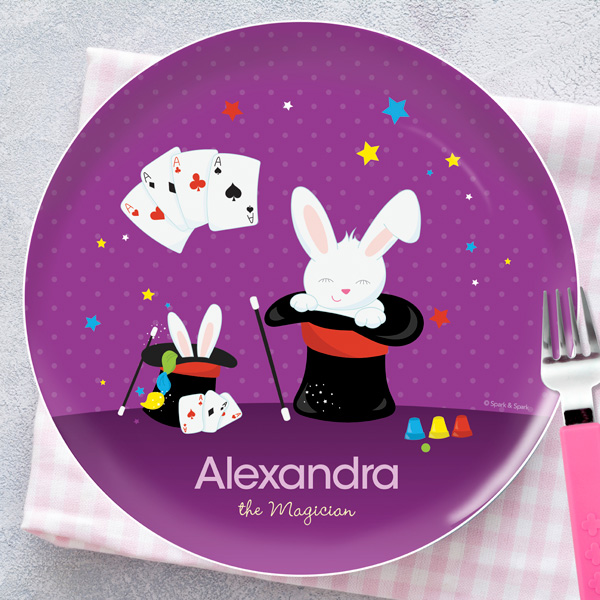 Cute Girl Magician Kids Plates