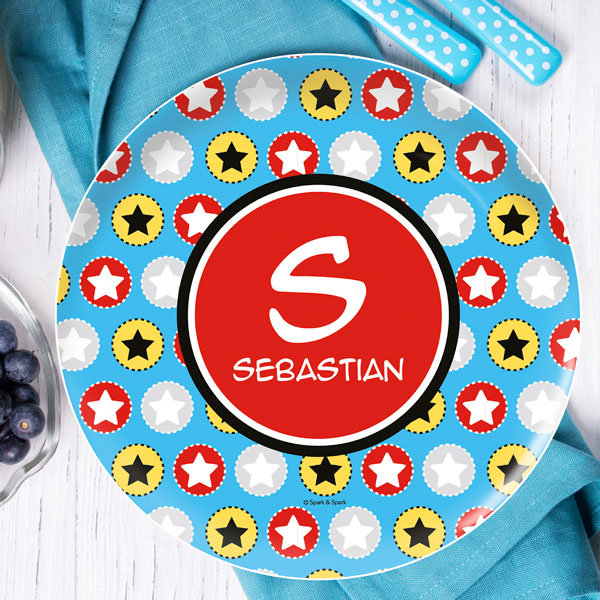 Super Hero Stars Kids Plate