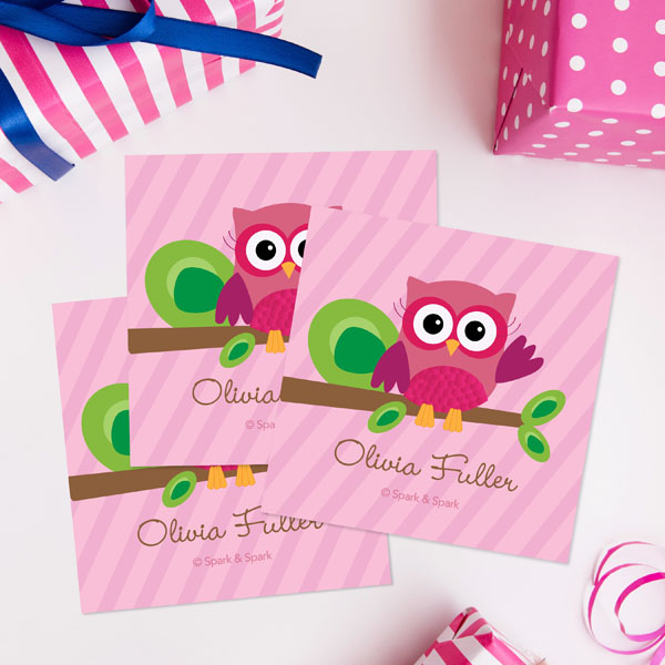 Pink Owl Be Yours Gift Label Set