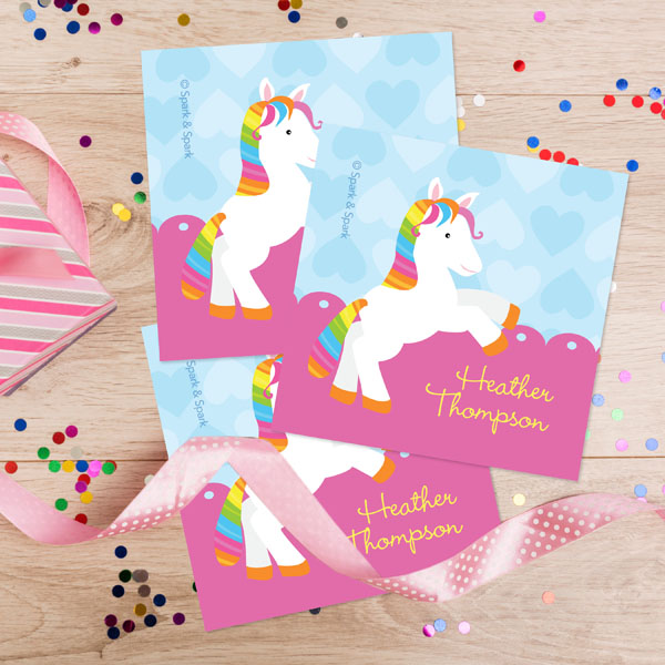 Cute Rainbow Pony Gift Label Set