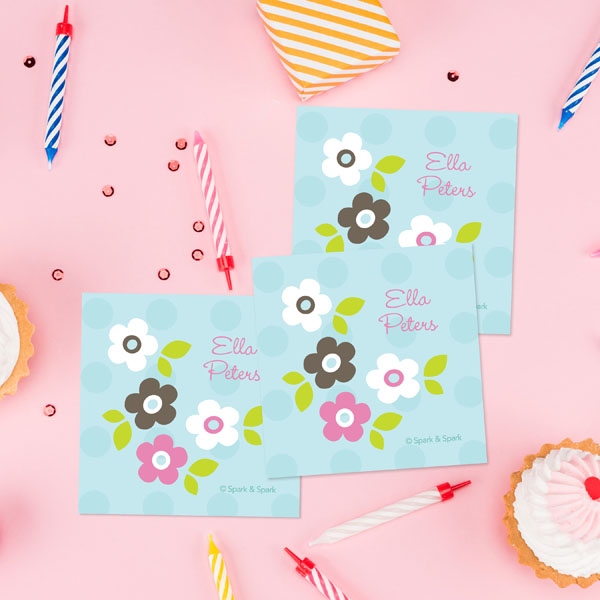 Preppy Flowers Blue Gift Label Set