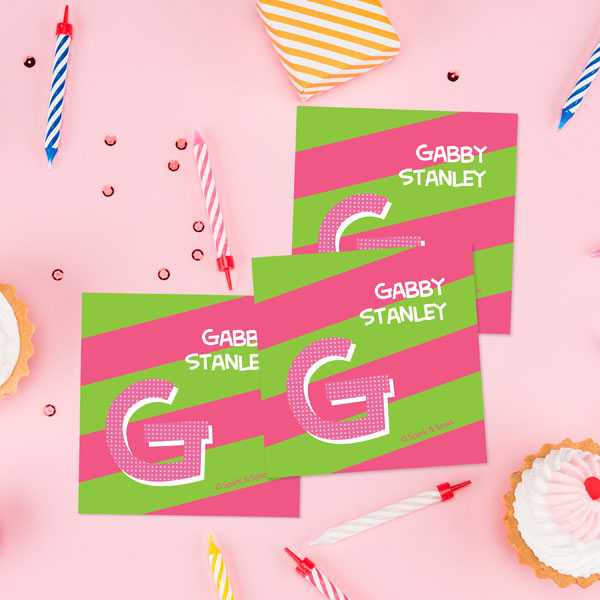 Double Initial Stripes Pink Gift Label Set
