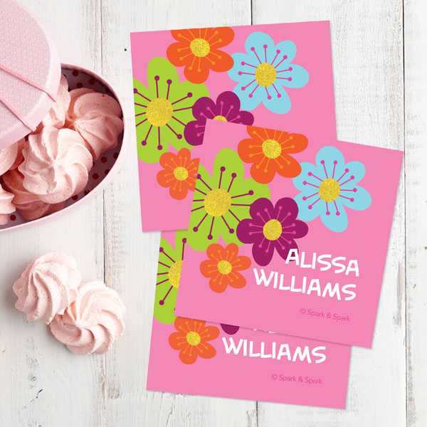 Shiny Bold Flowers Gift Label Set