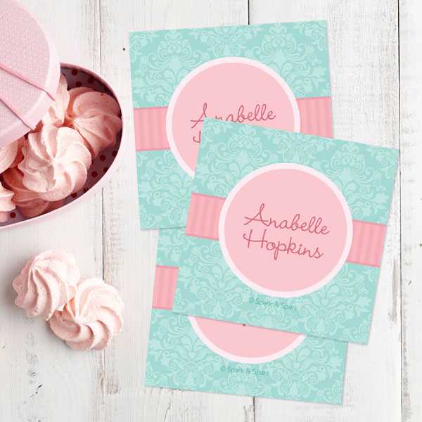 Pretty Blue Damask Gift Label Set