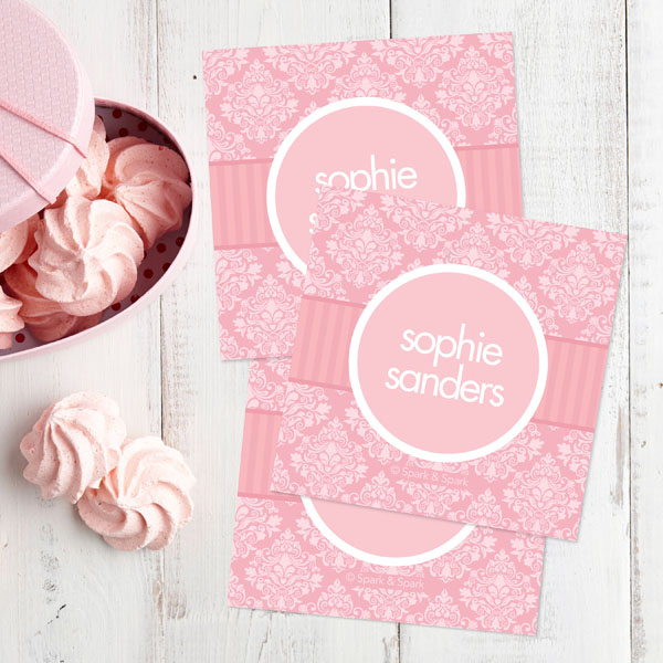 Pink Sweet Damask Gift Label Set