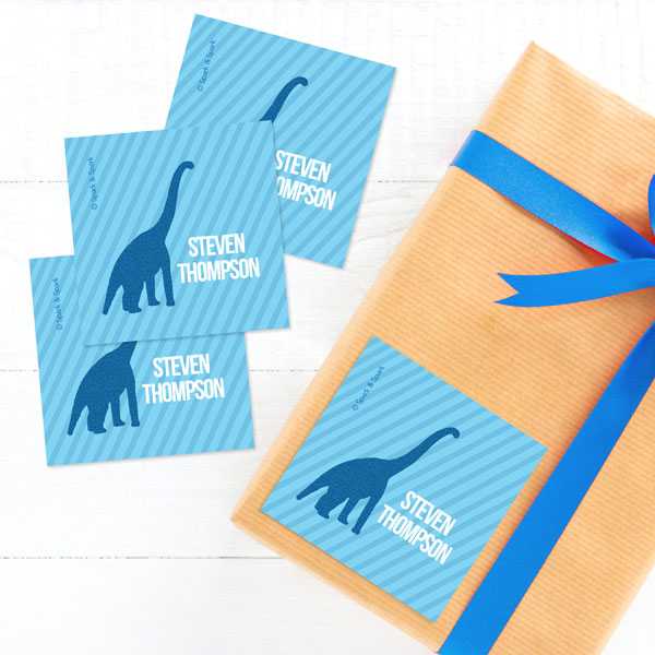 Dino And Me Blue Gift Label Set