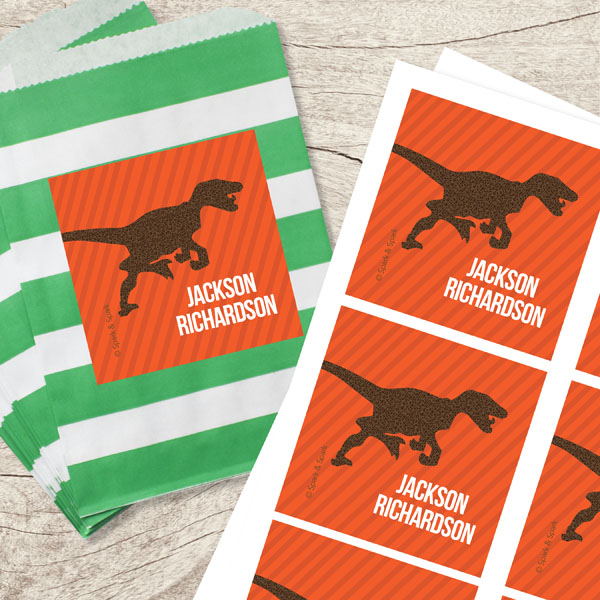 Dino And Me Orange Gift Label Set