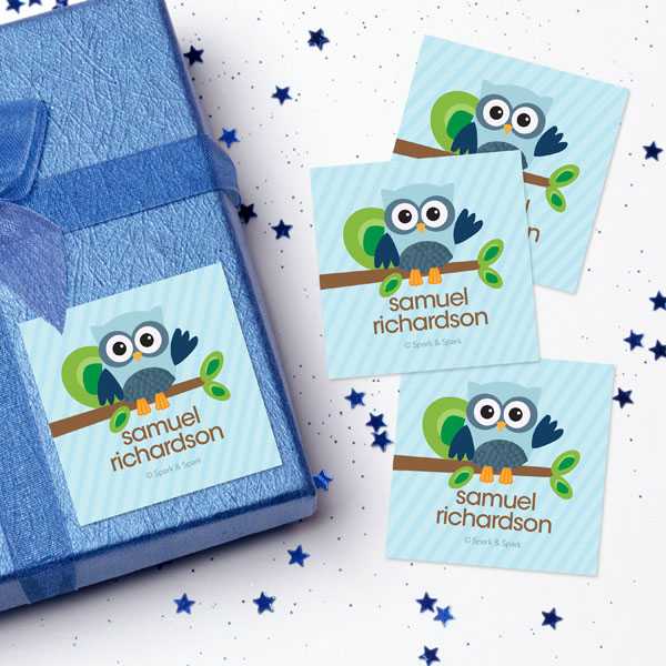 Owl Be Yours Blue Gift Label Set