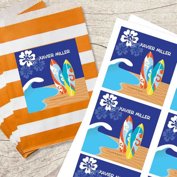 Surf The Waves Blue Gift Label Set