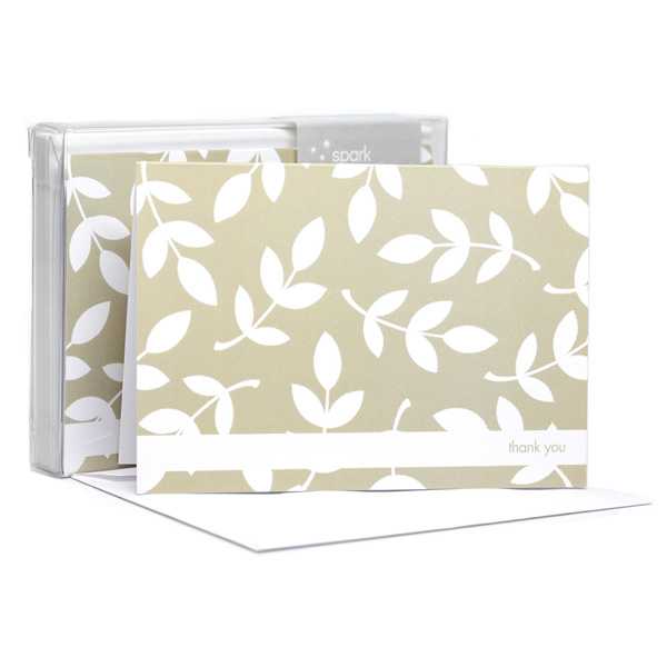 Leafy bunch White w/stripe Notecards
