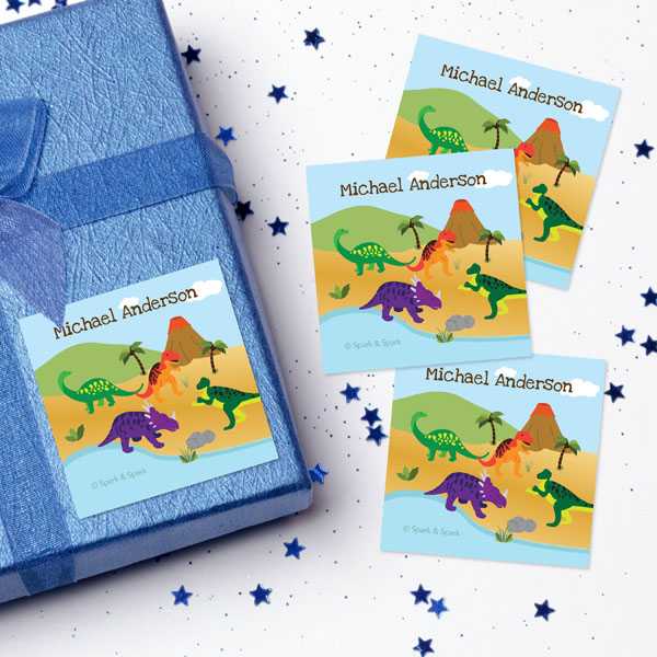 Dinosaurs In The Jungle Gift Label Set