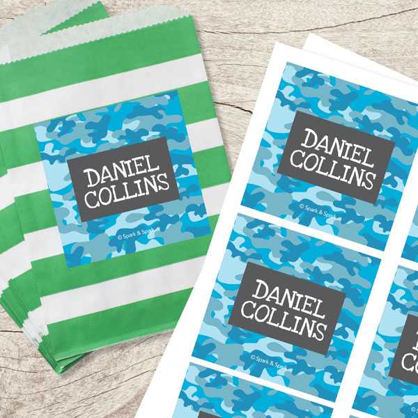 Blue Camouflage Gift Label Set