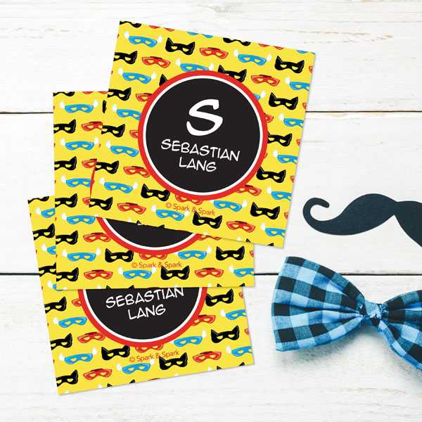 Super Hero Masks Gift Label Set