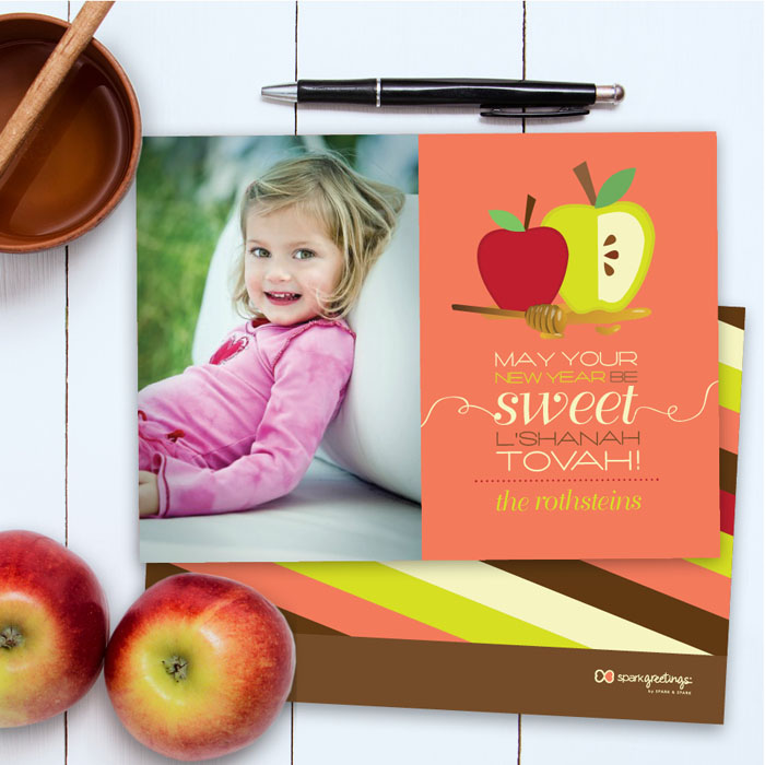 Honey Apples With Photo Jewish New Year Card